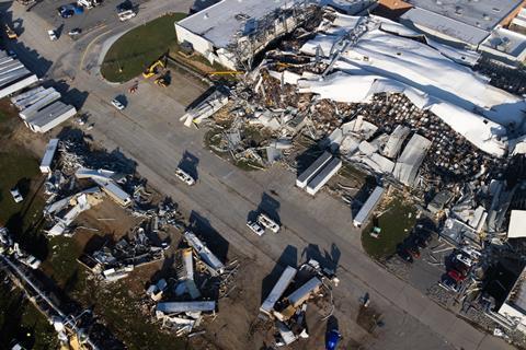 Tornado damage at Pfizer's sterile injectables plant in Rocky Mount, US