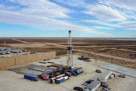 Hydraulic fracturing (fracking) drilling rig