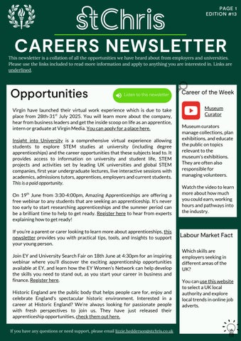 STEM Opportunities Offered in June